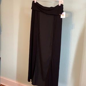 Black w leather panel Calvin Klein maxi skirt M